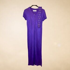 1970s Private Circle Purple Disco/Dance Jumpsuit with Studded Belt